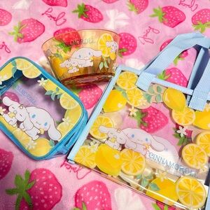 Sanrio Cinnamoroll Puroland Japan Exclusive Tote Bag + Zipper Pouch + Bowl NWT